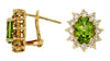 3.76CT DIAMOND AAA PERIDOT 14KT YELLOW GOLD OVAL FLOWER CLIP ON HANGING EARRINGS