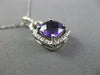 ESTATE 2.15CT DIAMOND & AMETHYST 14KT WHITE GOLD 3D SQUARE HALO FLOATING PENDANT