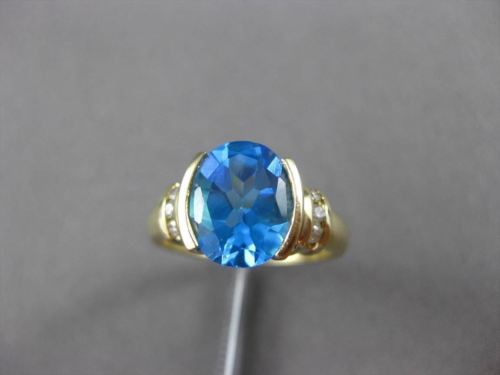 ESTATE LARGE 1.60CT DIAMOND & BLUE TOPAZ 14KT YELLOW GOLD ENGAGEMENT RING #23922