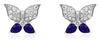 ESTATE .97CT DIAMOND & AAA SAPPHIRE 14KT WHITE GOLD 3D BUTTERFLY STUD EARRINGS
