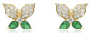 .53CT DIAMOND & AAA EMERALD 14KT YELLOW GOLD PEAR SHAPE BUTTERFLY STUD EARRINGS
