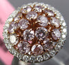 ESTATE WIDE 1.80CT WHITE & PINK DIAMOND 18K 2 TONE GOLD CLUSTER ANNIVERSARY RING