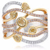 ESTATE LARGE 1.28CT MULTI COLOR DIAMOND 18KT TRI COLOR GOLD CRISS CROSS FUN RING