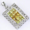 1.30CT DIAMOND & AAA YELLOW SAPPHIRE 14KT WHITE GOLD RAINBOW RECTANGULAR PENDANT