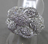 ANTIQUE WIDE 2.35CT DIAMOND 18KT WHITE GOLD 3D CLUSTER PAVE FLOWER COCKTAIL RING