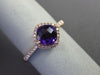 ESTATE 1.02CT DIAMOND & AAA AMETHYST 14KT ROSE GOLD 3D CUSHION FUN LOVE RING