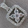 ESTATE .50CT DIAMOND 14K WHITE GOLD 3D OPEN FLOWER SQUARE FLOATING PENDANT CHAIN