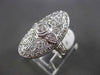 ANTIQUE LARGE 1.20CT DIAMOND 14KT WHITE GOLD 3D OVAL FILIGREE MILGRAIN RING