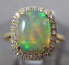 WIDE 2.35CT DIAMOND & AAA AUSTRALIAN OPAL 14KT YELLOW GOLD HALO ENGAGEMENT RING