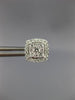 ESTATE .50CT DIAMOND 14K WHITE GOLD 3D CLUSTER SQUARE HALO CLASSIC STUD EARRINGS