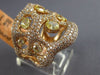 ESTATE LARGE 2.81CT WHITE & FANCY YELLOW DIAMOND 14KT ROSE GOLD ETOILE FUN RING