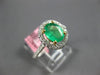 ESTATE 1.08CT DIAMOND & AAA EMERALD 18KT TWO TONE GOLD 3D HALO ENGAGEMENT RING