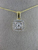 ESTATE .25CT DIAMOND 14KT TWO TONE GOLD 3D SQUARE CLUSTER HALO FLOATING PENDANT