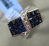 ESTATE WIDE 2.21CT DIAMOND & SAPPHIRE 18K WHITE GOLD 3D RECTANGULAR TWISTED RING