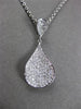 ESTATE LARGE .45CT DIAMOND 14KT WHITE GOLD 3D PEAR FLOATING DROP PENDANT & CHAIN