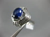 ESTATE LARGE 4.22CT DIAMOND & AAA CABOCHON SAPPHIRE 18KT WHITE GOLD 3D OVAL RING