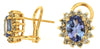 2.10CT DIAMOND & AAA TANZANITE 14KT YELLOW GOLD 3D OVAL & ROUND CLIP ON EARRINGS