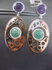 ESTATE LARGE .80CT DIAMOND & MULTI GEM 14K WHITE & ROSE GOLD HANGING EARRINGS