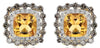 2.9CT DIAMOND & AAA CITRINE 14K YELLOW GOLD CUSHION & ROUND FLOWER STUD EARRINGS