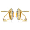 2.9CT DIAMOND & AAA CITRINE 14K YELLOW GOLD CUSHION & ROUND FLOWER STUD EARRINGS