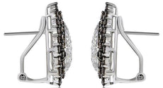 2.31CT WHITE & CHOCOLATE FANCY DIAMOND 14K WHITE GOLD 3D TEAR DROP STUD EARRINGS