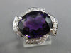 ESTATE LARGE 3.35CT DIAMOND & AMETHYST 18K WHITE GOLD 3D OVAL FLOWER RING #25402