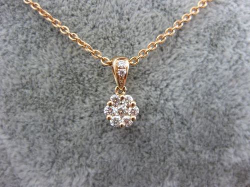 ESTATE SMALL .25CT DIAMOND 18KT ROSE GOLD 3D FLOWER INVISIBLE FLOATING PENDANT