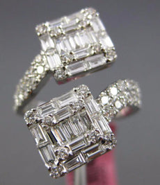 LARGE 1.48CT DIAMOND 18KT WHITE GOLD 3D ROUND & BAGUETTE CRISS CROSS SNAKE RING