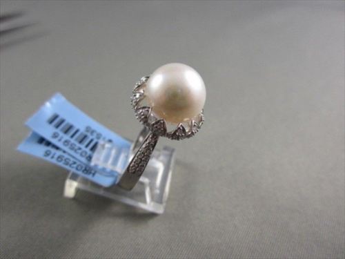 ESTATE 18KT WHITE GOLD AAA 11MM NATURAL SOUTH SEA PEARL & DIAMOND RING BEAUTIFUL