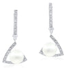 .34CT DIAMOND & AAA SOUTH SEA PEARL 14KT WHITE GOLD TRIANGULAR HANGING EARRINGS