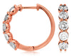 ESTATE 2.0CT DIAMOND 14KT ROSE GOLD 3D CLASSIC FIVE STONE HUGGIE HOOP EARRINGS