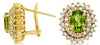 2.79CT DIAMOND & AAA PERIDOT 14K YELLOW GOLD DOUBLE HALO FLOWER CLIP ON EARRINGS