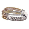 ESTATE EXTRA LARGE 9.18CT DIAMOND 18KT TRI COLOR GOLD MULTI ROW BANGLE BRACELET