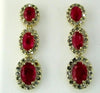 2.70CT DIAMOND & AAA RUBY 14KT YELLOW GOLD OVAL & ROUND JOURNEY HANGING EARRINGS