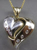 ESTATE MODERN ETOILE DIAMOND 14K WHITE YELLOW GOLD PUFF HEART PENDANT #17199