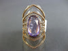 ESTATE EXTRA LARGE 5.0CT DIAMOND & AAA AMETHYST 14KT WHITE GOLD OVAL FLOWER RING