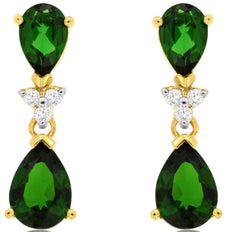 2.61CT DIAMOND & AAA RUSSALITE 14KT YELLOW GOLD 3D PEAR SHAPE & ROUND EARRINGS