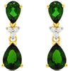 2.61CT DIAMOND & AAA RUSSALITE 14KT YELLOW GOLD 3D PEAR SHAPE & ROUND EARRINGS