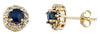 1.45CT DIAMOND & AAA SAPPHIRE 14KT YELLOW GOLD 3D FLOWER CLASSIC STUD EARRINGS