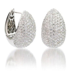 ESTATE LARGE 2.81CT DIAMOND 18KT WHITE GOLD PEAR SHAPE TEAR DROP HUGGIE EARRINGS
