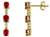 1.37CT DIAMOND & AAA RUBY 14KT YELLOW GOLD OVAL 3 STONE JOURNEY HANGING EARRINGS