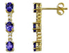 1.22CT DIAMOND & AAA TANZANITE 14KT YELLOW GOLD 3D OVAL & ROUND HANGING EARRINGS