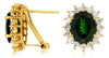 6.45CT DIAMOND & AAA RUSSALITE 14KT YELLOW GOLD 3D OVAL FLOWER CLIP ON EARRINGS