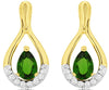 1.02CT DIAMOND & AAA RUSSALITE 14KT YELLOW GOLD 3D PEAR SHAPE & ROUND EARRINGS