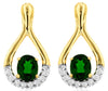 ESTATE .97CT DIAMOND & AAA RUSSALITE 14KT YELLOW GOLD TEAR DROP HANGING EARRINGS