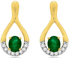 .82CT DIAMOND & AAA EMERALD 14KT YELLOW GOLD CLASSIC TEAR DROP HANGING EARRINGS