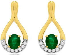 .82CT DIAMOND & AAA EMERALD 14KT YELLOW GOLD CLASSIC TEAR DROP HANGING EARRINGS