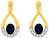 ESTATE 1.0CT DIAMOND & AAA SAPPHIRE 14KT YELLOW GOLD TEAR DROP HANGING EARRINGS