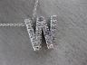 .38CT ROUND DIAMOND 14KT WHITE GOLD CLASSIC "W" INITIAL FLOATING PENDANT #18317