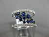 ESTATE WIDE .98CT DIAMOND & AAA SAPPHIRE 14K WHITE GOLD CLUSTER ANNIVERSARY RING